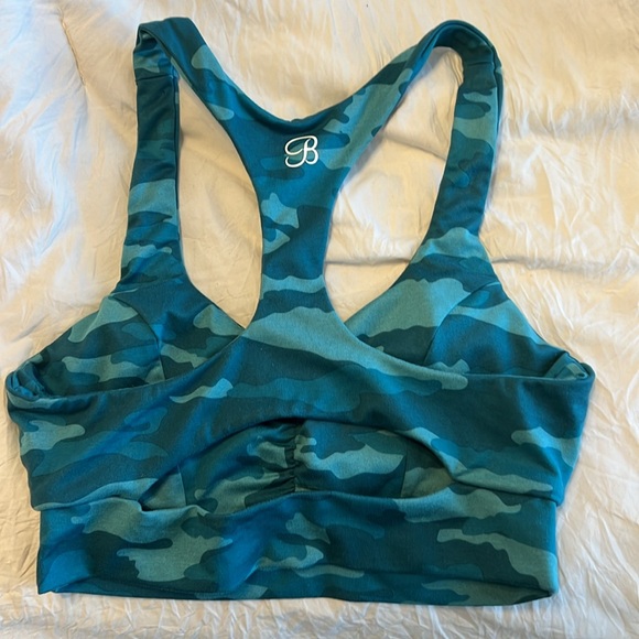 Bombshell sportsware teal cameo sports bra medium like new - Picture 2 of 2